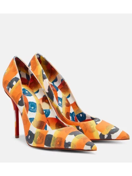 Pantofi cu toc Christian Louboutin din satin cu imagine portocaliu