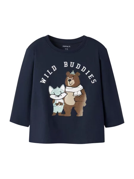 NAME IT Tricou NMMREXO bleumarin / albastru pastel / maro alb