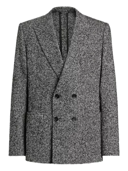 Sacou Dolce & Gabbana cu model herringbone gri