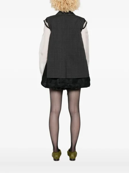 Vestă Sacai în carouri gri