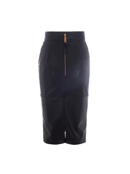 Osłona spódnica skórzana Elisabetta Franchi czarna