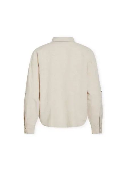 VILA Bluză alb lână bej