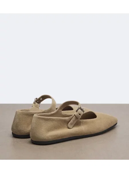 Pantofi cu toc Miu Miu din piele de căprioară bej