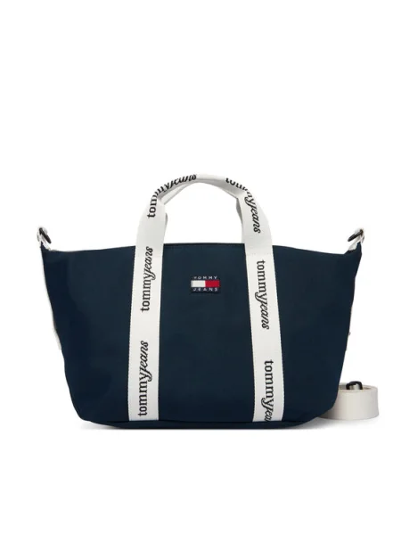 Táska Tommy Jeans Ess Daily Mini Tote Sötétkék fehér