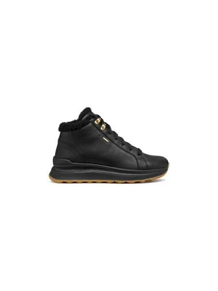Sneakersy Geox skórzane na płaskim obcasie czarne