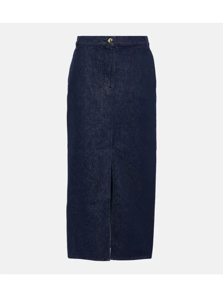 Maksi spódnica jeansowa Magda Butrym z niską talią niebieska