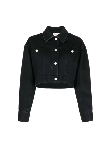 Kurtka jeansowa Alexander Mcqueen o skróconej długości czarna