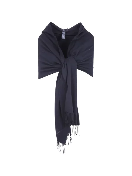 Fular Emporio Armani cu franjuri cu glugă negru