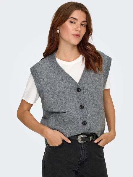 Жилет JDY SUPER S/L V-NECK VEST KNT поліестер/акрил сірий
