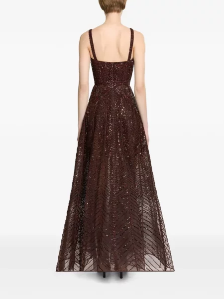 Rochie midi Elie Saab cu broderie maro