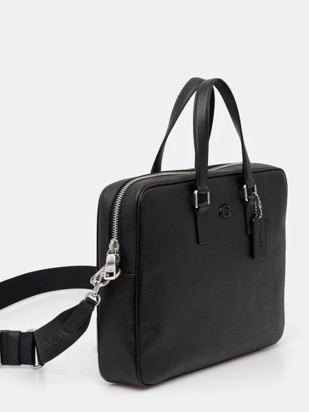 Кожаная сумка для ноутбука Coach черная