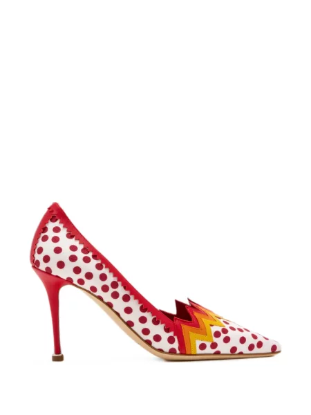 Pantofi cu toc Manolo Blahnik cu buline alb