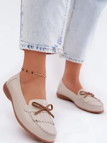 Mocasini Evento din piele bej