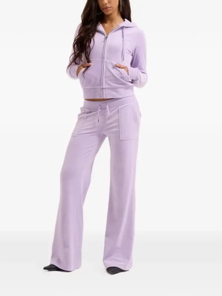 Είδος βελούδου τρέξιμο παντελόνι Juicy Couture με χαμηλή μέση μωβ