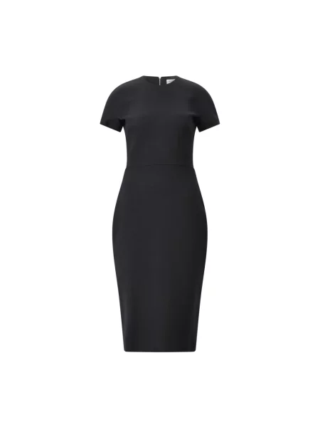 Sukienka midi Victoria Beckham wełniana do kolan czarna