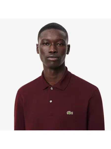 Lacoste Classic Fit Bordowa Koszulka Polo Z Długim Rękawem