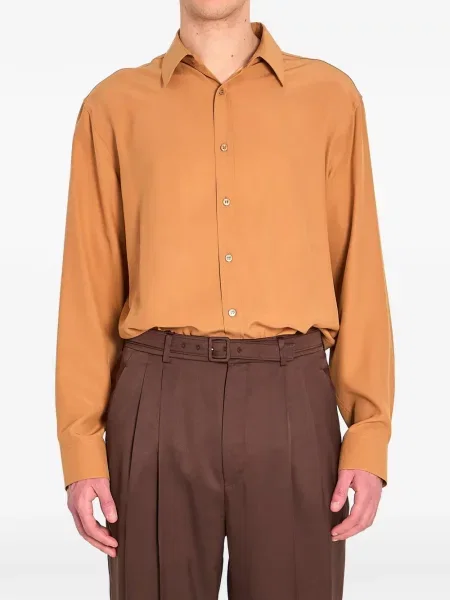 Cămașă Saint Laurent de mătase portocaliu