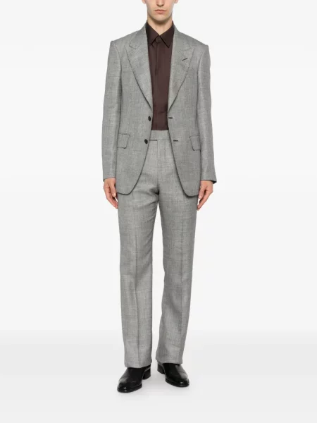 Pantaloni Tom Ford cu model herringbone negru