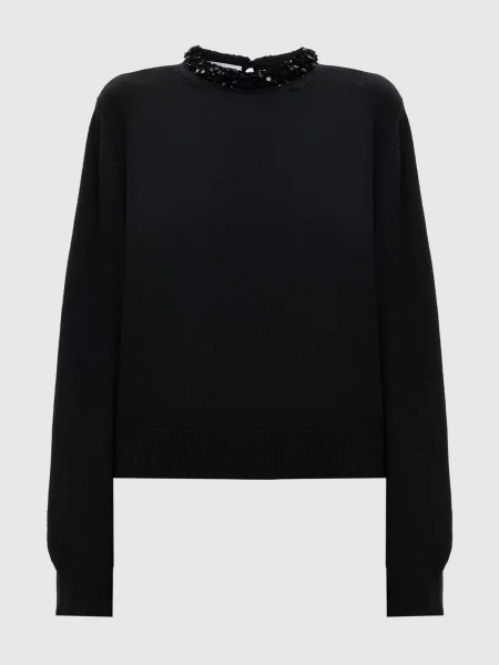 Светр з вовни з паєтками Jil Sander чорний