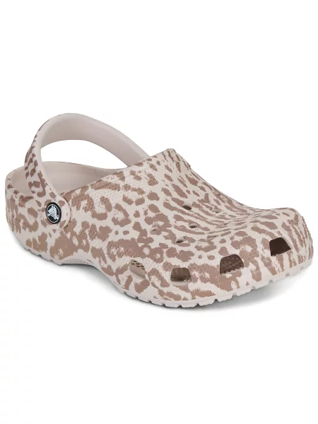 Pantofi Crocs cu imprimeu animal print clasici bej