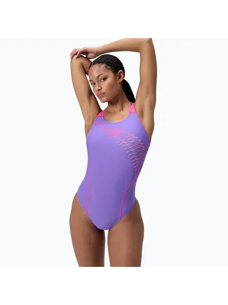 Цял бански костюм Speedo Medley Logo Medalist indigo glow виолетово