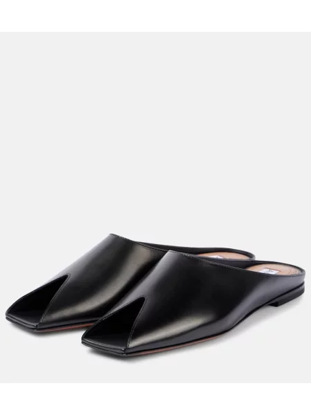 Papuci tip mules Alaïa din piele negru