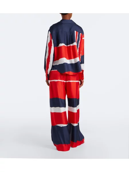 Pantaloni Loewe de mătase cu imagine roșu