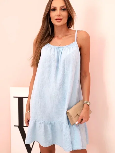 Костюм рокля Kesi Włoski с волани от муселин синьо