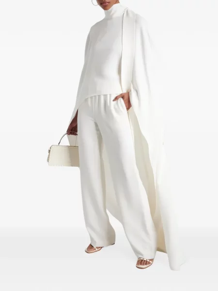 Pantaloni Valentino Garavani de mătase alb