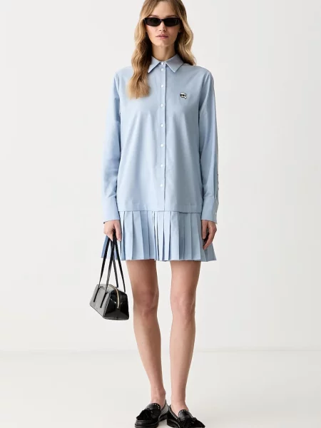 Karl Lagerfeld rochie tip cămașă cu IKON albastru