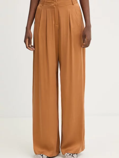 MAX&Co. pantaloni cu mătase MCOPOGGIO maro