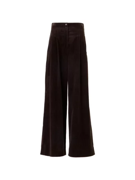 Pantaloni palazzo Akris de catifea cord maro