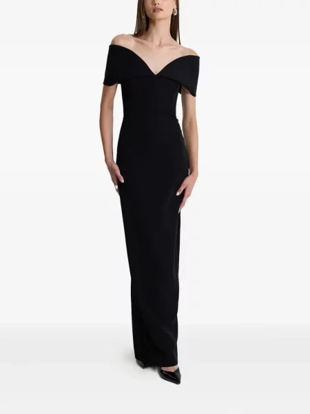 Rochie maxi Moos Studio cu decolteu în V de costum negru