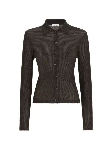 Cardigan Brunello Cucinelli de lână maro