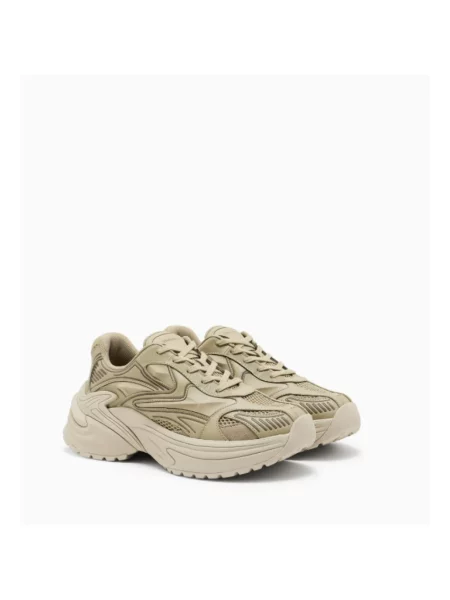 Sneakersy Emporio Armani zamszowe z siateczki beżowe