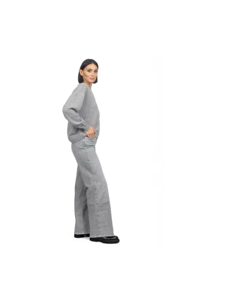 Szerokie jeansy 7 For All Mankind z wysoką talią szare