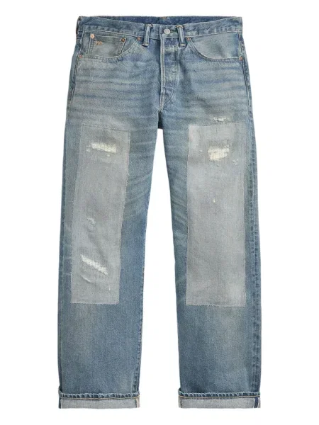 Blugi Ralph Lauren Rrl zdrențuiți albastru
