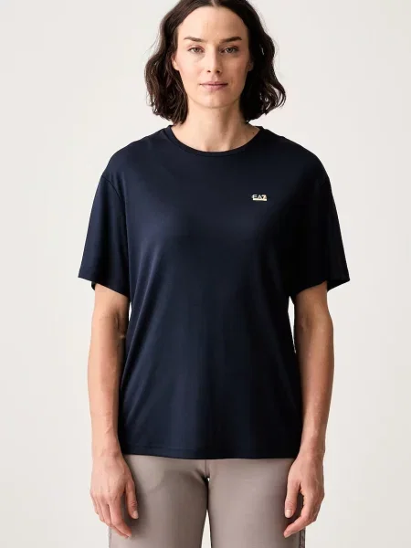 Emporio Armani T-shirt z wiskozą granatowa