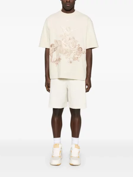 Pantaloni scurți Off-white din material terry alb