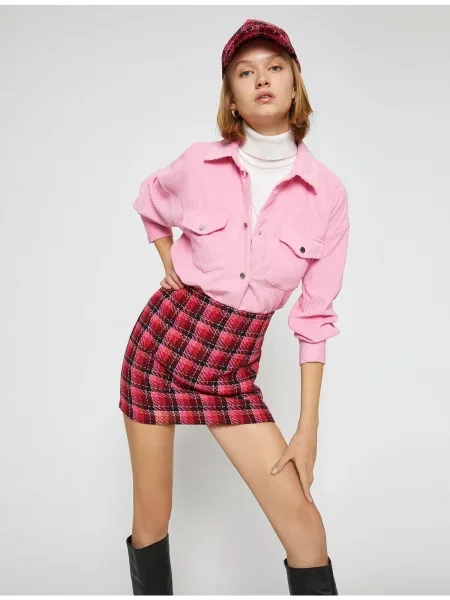 Cămașă Koton de catifea cord roz