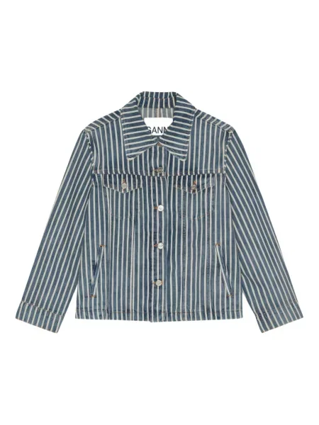 Geacă de blugi Ganni cu dungi albastru