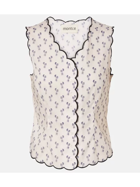 Vestă Montce cu model floral alb