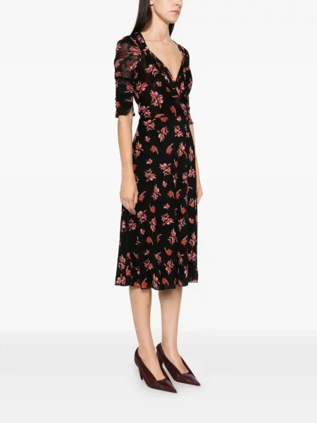 Φλοράλ μίντι φόρεμα Dvf Diane Von Furstenberg με σχέδιο μαύρο