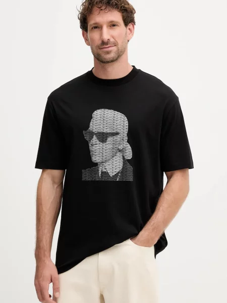 Karl Lagerfeld tricou din cu imprimeu negru
