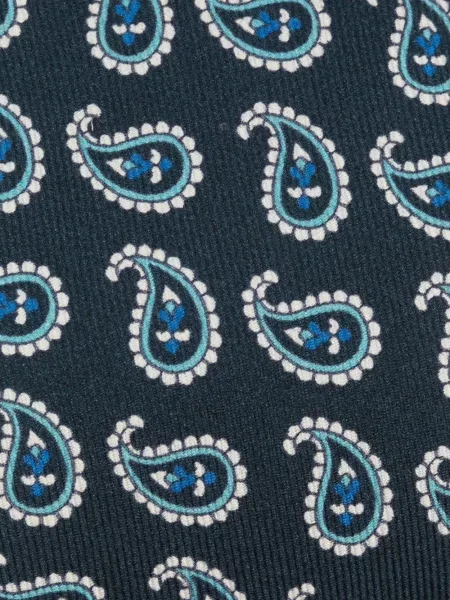 Šilkinis raštuotas kaklaraištis Etro su paisley raštu mėlyna