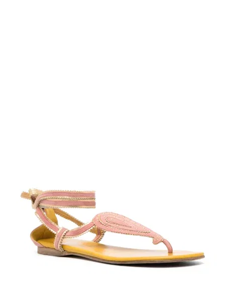 Šněrovací krajkové sandály Hermès Pre-owned bez podpatku růžové