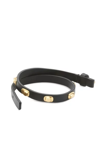 Brăţară Ferragamo din piele cu tepi negru