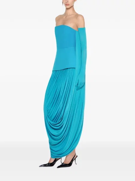 Rochie maxi Chats By C.dam drapată albastru
