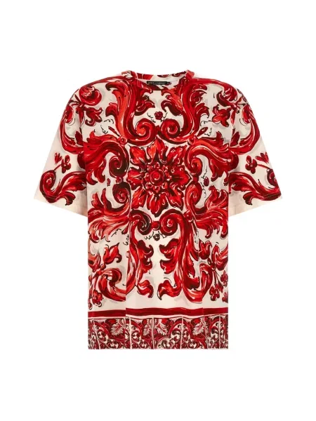 Koszulka Dolce And Gabbana z nadrukiem czerwona