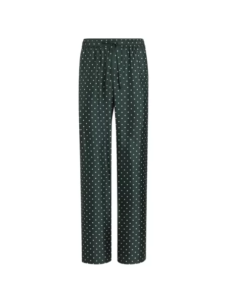 Pantaloni Dolce & Gabbana de mătase cu buline cu imagine verde